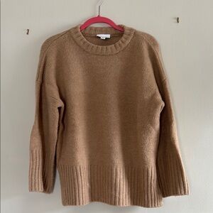 Topshop Tan Crew Neck Sweater with Ribbed Details